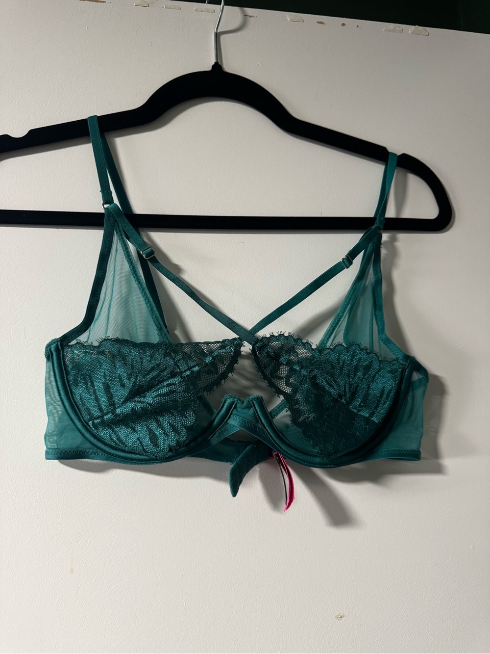 La SENZA Teal Sheer Leaf-Embroidered Underwire Bralette